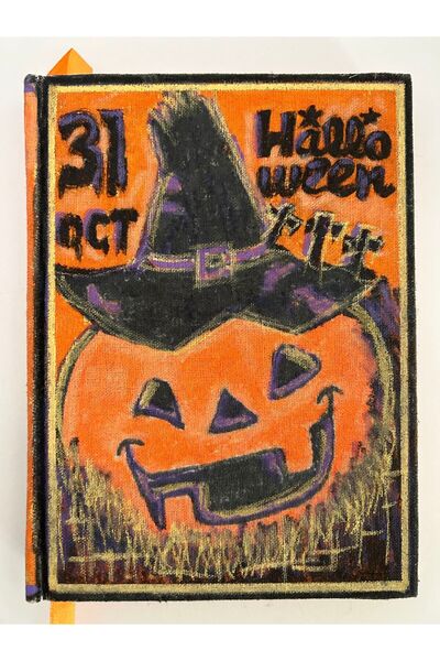 SimplyTexGoGlobal 31 OCT Halloween A5 Notebook, 80 gsm Orange Paper