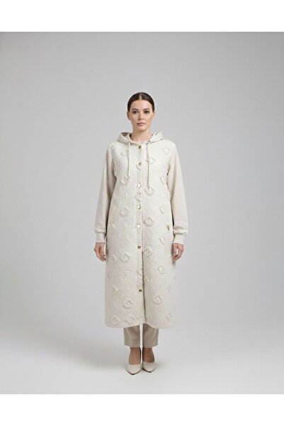 Ceyda Nur Örkcü معطف طويل مبطن من القطن الممشط بأكمام بغطاء رأس