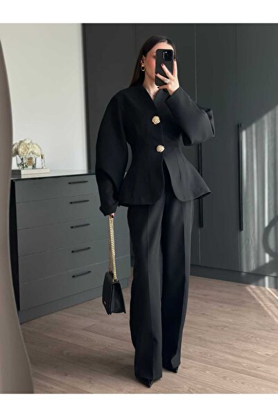 Tugen Co Design Balloon Sleeve Detail Waist-Strapping Suit