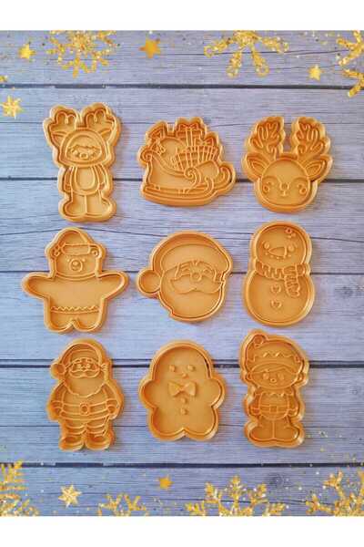 Lena Gift Store قالب عجين للكعك والحلوى لعيد الميلاد، مجموعة من 9 قطع