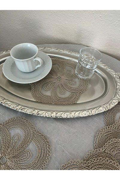 BRL ÇEYİZ HOME Set of 6 Stylish Coffee Side Presentation Guipure Tulle Napkins