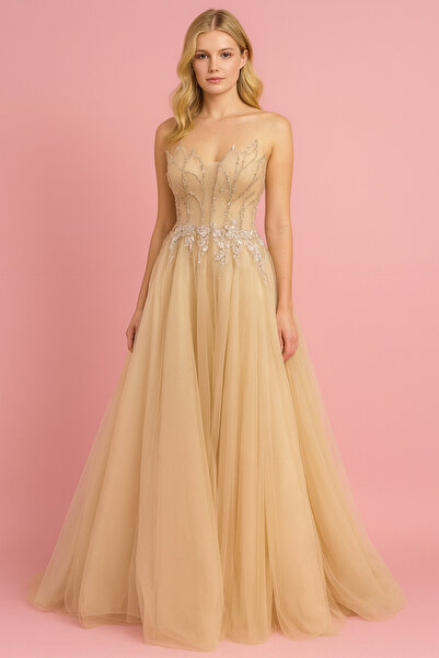 Hüseyin Baştürk Gece Lacivert Işıltılı Tül Tasarım