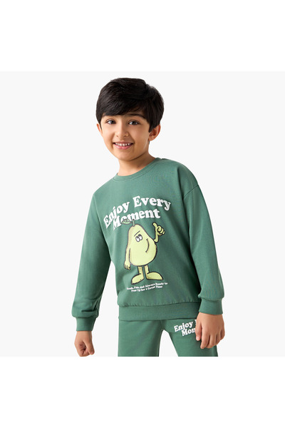 Juniors سويت شيرت مطبوع برقبة دائرية وأكمام طويلة