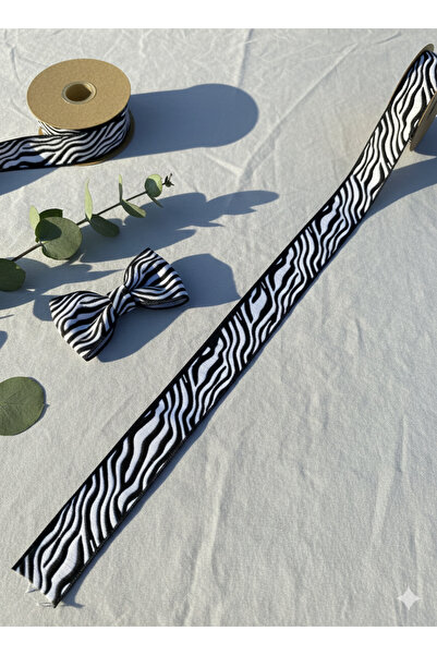 FANTASTIC KURDELE Zebra Patterned Thin and Stylish Woven Ribbon - 10 Meters F...