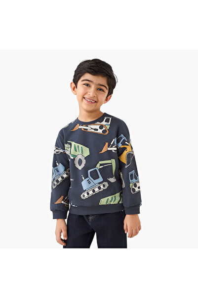 Juniors Construction Vehicle Print Pullover