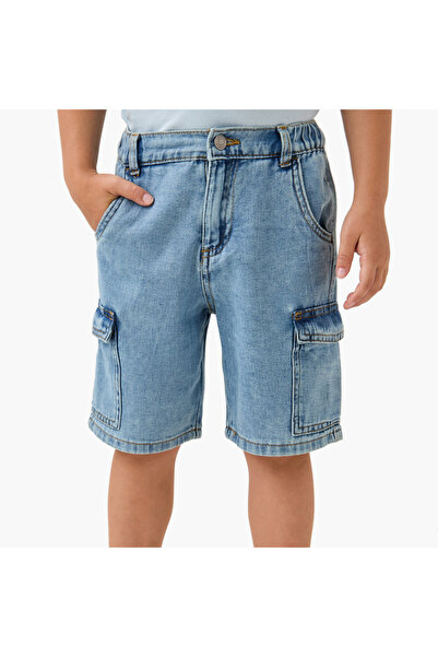 Juniors Denim Shorts with Button Closure and Pockets
