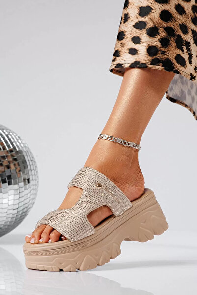 Zaira Women's khaki slippers made of eco-leather Chira #22070