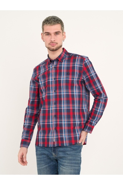 Timeout Men's long-sleeved plaid shirt