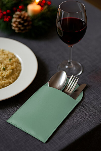 Morika Hotel & Home Textile Kaşıklık Seti Oval Desen Suni Deri 11x23 cm 4'lü Set