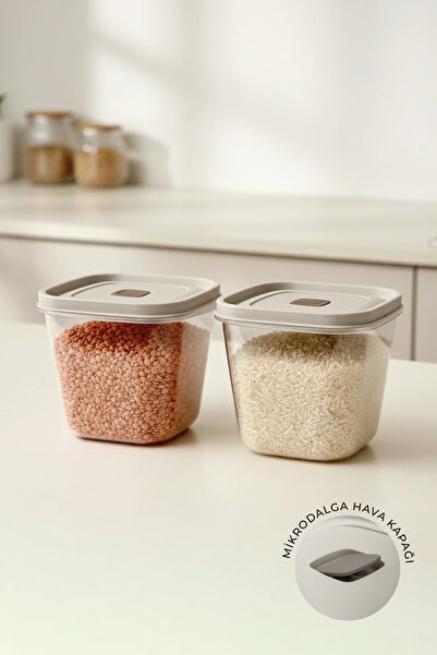 Kitchen Life 2-Piece Leak-Proof Vacuum Large Size Flour Food Container 1500 ml - Soft Lid Detergent Dispenser