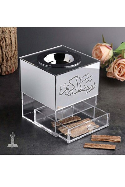 Story of candle مبخره بخور مصنوعه من الاكريليك الشفاف و الفضي اللامع مع درج ل...