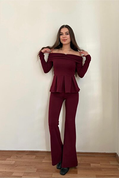 Nazline طقم بيرتا بياقة مادونا للنساء 0303