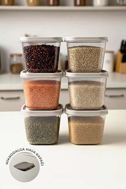 Kitchen Life 6-Piece Leakproof Vacuum Large Size Flour Food Container 2000 ml - Soft Lid Detergent Dispenser