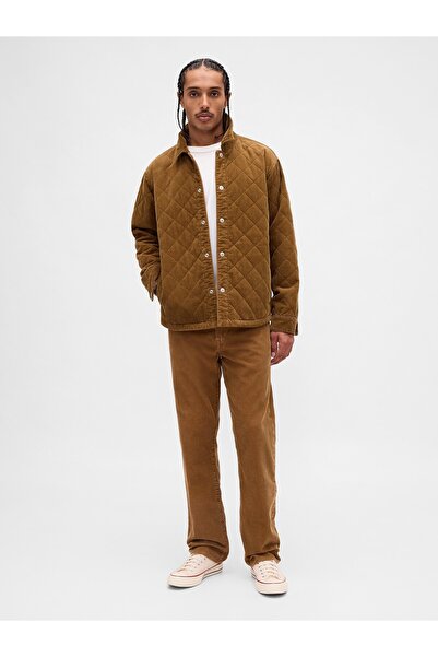 GAP Erkek Açık Kahverengi Corduroy Relaxed Straight Pantolon