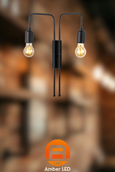 AmberLED إضاءة معدنية ريفية، متوافقة مع E27 لغرفة المعيشة وغرفة النوم
