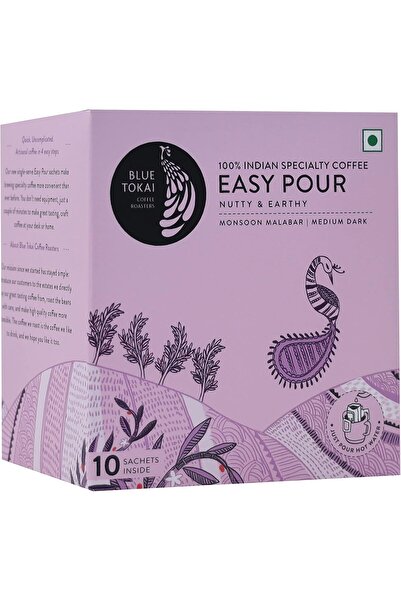 Blue Tokai أكياس تقطير القهوة سهلة التحضير (تحميص متوسط) | مونسون مالابار | نوتي