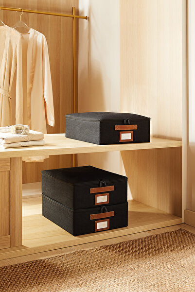 Ocean Home Textile 3 чорні джутові коробки для зберігання речей під ліжком з ...