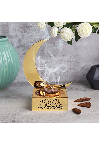 Story of candle Ramadan, a Ramadan crescent incense burner made of glossy acr...