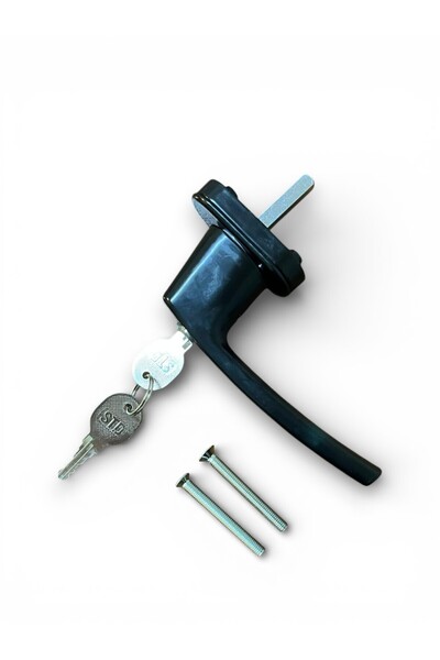 AKSA PVC STD Anahtarlı Kilitli Pvc Pencere Kapı Kolu Tekli Alüminyum Siyah