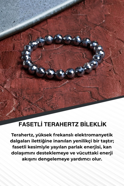 Saff Doğal Taş Faceted Terahertz Bracelet