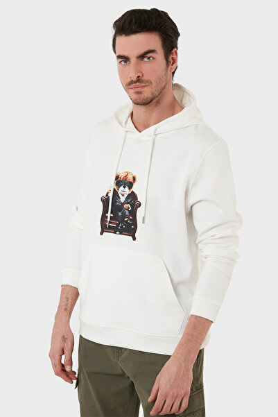 Buratti Cotton Regular Fit Printed Kangaroo Pocket Hooded Sweat Men's Sweat 6141005B