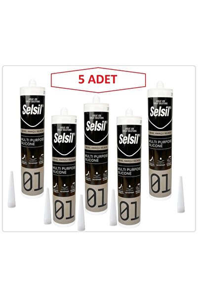 Selsil 01 SİLİKON (ŞEFFAF) (5 ADET) 280 GR SU GEÇİRMEZ YAPIŞTIRICI DOLGU SIZDIRMAZLIK