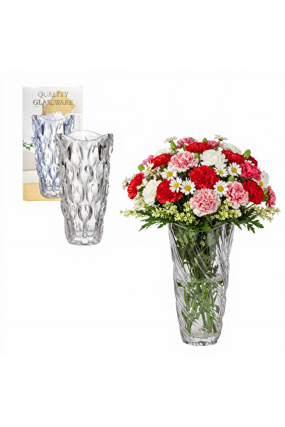 JML1 Vază de flori din sticlă groasă 24x13cm, transparentă, diverse modele, en-gros