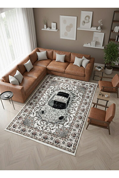 Brillant Vintage Araba Desenli Lateks Taban Halı