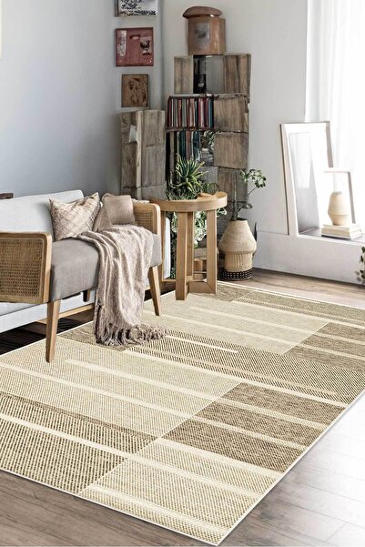 Decomia Home Covor digital anti-alunecare, lavabil, modern, cu dungi, rotund, pentru sufragerie, covor de bucătărie, covor de intrare, decor pentru casă