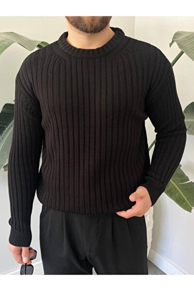 essenzaclothing Men's Oversized Knitted Sweater - Black