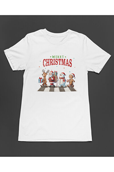 Bumeta Tricou unisex Christmas Crossing Santa Deer și Omul de Zăpadă cu impri...