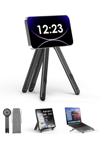 SUPEDESK Magnetic Phone Tripod Stand, 3-in-1 Adjustable Holder for iPhone iPa...