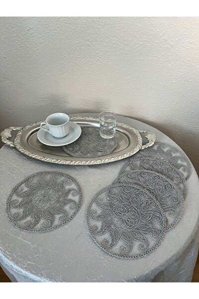 BRL ÇEYİZ HOME Set of 6 Stylish Coffee Side Presentation Guipure Tulle Napkins