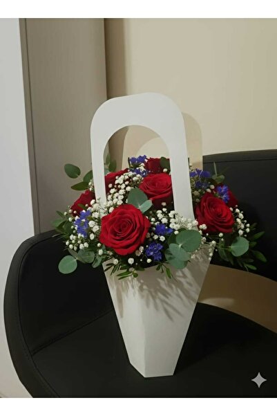 Orbak Kağıt حقيبة حمل الزجاجات والزهور باللون الأبيض الفاخر باللون الرمادي من...