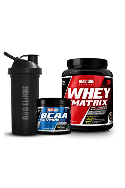 Hardline Whey 3Matrix 908 Gr Chocolate + Bcaa Glutamine 115 Gr Green Apple Flavored + Shaker