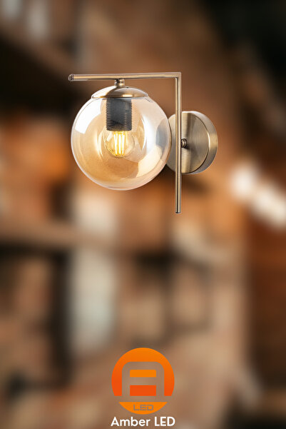 AmberLED Stylish Glass Detailed Single Pendant Lamp Chandelier Shiny Gold for Kitchen and Living Room