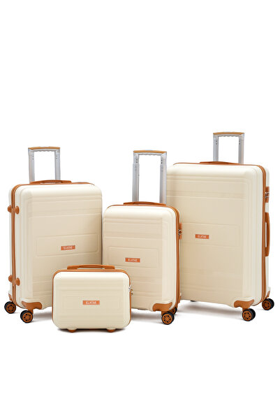 ELATAE V305 4’lü Polipropilen Kırılmaz Valiz + Makyaj Seti – Ultra Hafif, Gen...