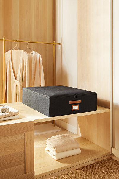 Ocean Home Textile صندوق منظم للأمتعة أسود اللون مصنوع من الجوت مع دعامات 55×...