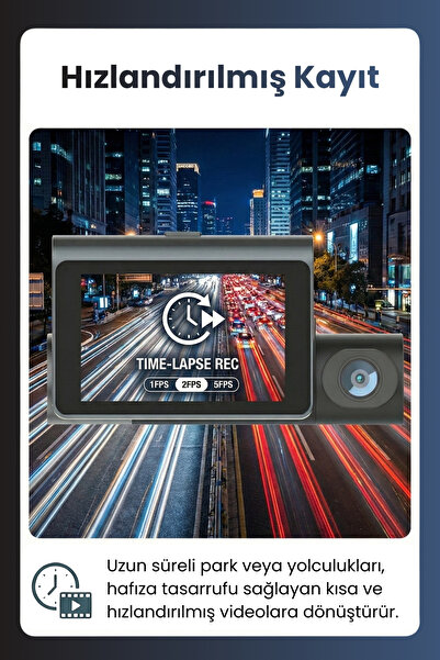 Mieco X18 Wifi /4K UHD/ 170° Ultra Geniş Açı/ ADAS/ G-Sensör / 3 Kameralı Araç Kamerası