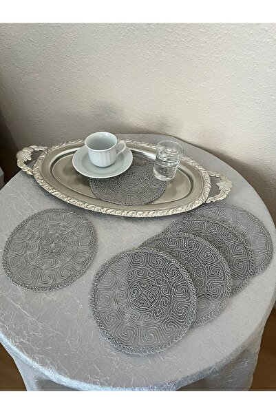 BRL ÇEYİZ HOME Set of 6 Stylish Coffee Side Presentation Guipure Tulle Napkins