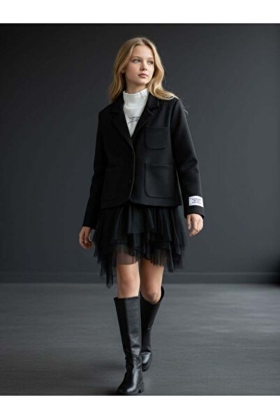 Zekids Girl's Pocketed Ksa Design Suede Jacket