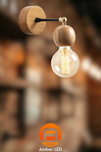AmberLED Minimal Wooden Single Sconce E27 Compatible Living Room and Bedroom Lighting
