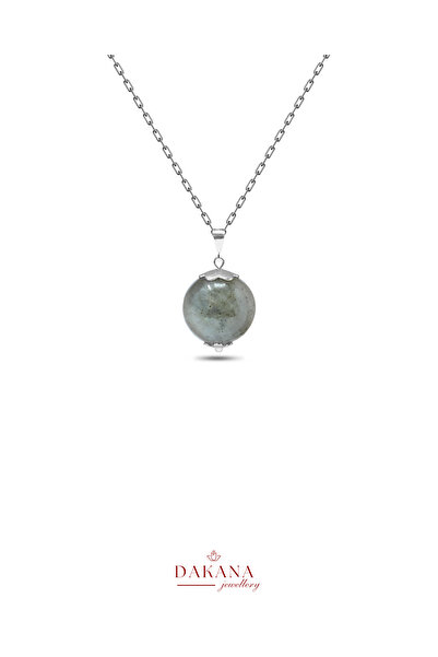 DAKANA JEWELLERY Sertifikalı Labradorit Taşı Boğa Burcu Doğal Taş Kolye