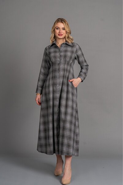 MissVina فستان طويل بأزرار بنمط كارينا المزخرف 50357