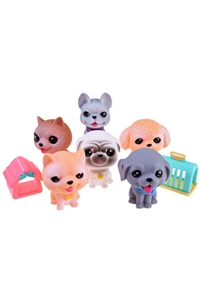 Jokomisiada Set 6 figurine variate, catelusi din cauciuc, cand sunt apasate f...