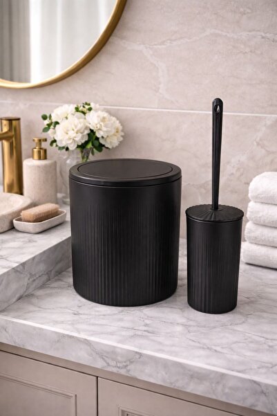 decorev طقم حمام مكون من قطعتين: سلة مهملات وفرشاة مرحاض –DC-6879