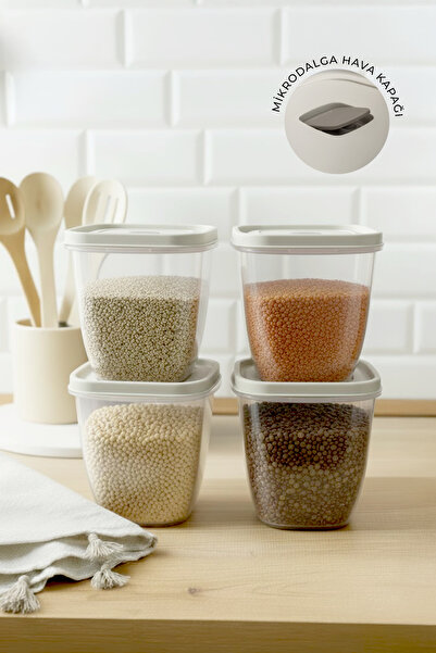 Kitchen Life 4-Piece Leak-Proof Vacuum Large Size Flour Food Container 2500 ml - Soft Lid Detergent Dispenser