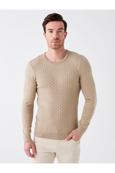 LC Waikiki Pánský pletený svetr - dlouhý rukáv, výstřih