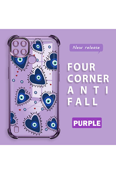 ucuc حافظة حماية من السيليكون الشفاف المتوافقة مع Realme C25Y/C21Y بنمط العين...