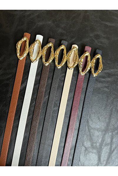 LİA KEMER 7-Piece Judge Patterned Women's Gold Buckle Belt Jacket Belt Dress Belt Trouser Belt